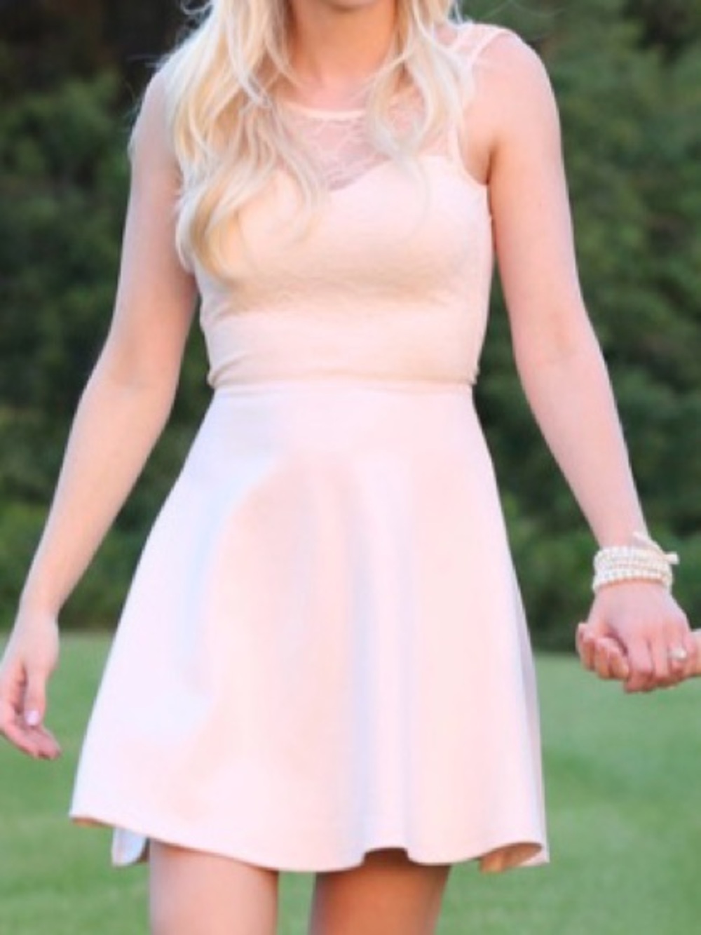 H&M light pink dress with deep V back